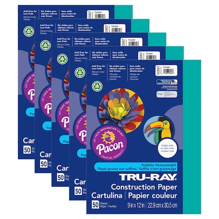 Pacon Tru-Ray Construction Paper, Turquoise, 9x12in, PK250 P103007